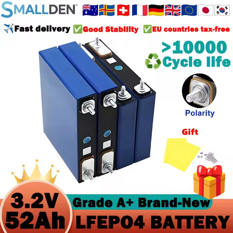 3.2V 52Ah Lifepo4 Rechargeable Batteries Original Brand New For Solar Energy Storage DIY 12V 24V 48V