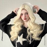 Natural Blonde Yellow Long Wavy Synthetic Hair Wigs with Bangs Women Body Wave Afro Female Wigs Cosp