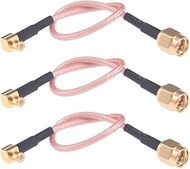 3pcs RF coaxial Coax MCX Male Right Angle to SMA Male Cable RG316 15cm 6in(F161-3)