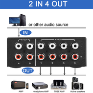 4 Way Bi-Directional Stereo Audio Switch Left and Right Channel Audio Switch 2 in 4 Out or 4 in 2 Ou
