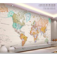 Custom Size Retro the World Map for Background Wall 3d Wallpaper Children's Bedroom Home Decor Carto