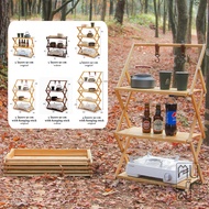 Bamboo Shelf Camping Foldable Equipment With Storage Bag Camping Equipment Camping Shelf