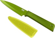 KUHN RIKON Colori+ Non-Stick Straight Paring Knife with Safety Sheath, 4 inch/10.16 cm Blade, Green