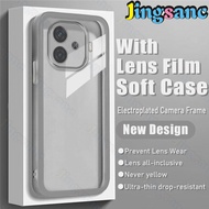 Jingsanc [Có Tấm dán bảo vệ ống kính] Ốp trong suốt cho Vivo iqoo Z9 5G/iqoo Z9 vỏ ốp lưng Silicone 