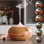 Wood Grain Aroma Ultrasonic Essential Oil Diffuser Aromatherapy Humidifier - 7 Color LED Lights  (D4 300ml)