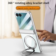 Electroplated Transparent Phone Case For Samsung Galaxy Z Flip 7 flip7 Flip7 5G 360° Rotation Magnet