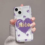🌈Ready Stock 🏆Compatible for Samsung A14 A13 A12 A04S A03S A52 A51 A71 A34 A50 A50S A02s A22 A32 A23 A54 A11 Purple Love Heart  Phone Case Shockproof Air Cushion Silicone Protective Cover