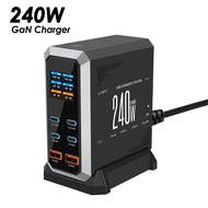 240W GaN Charger Station 6 Port Gan3 Fast Charging Hub PD3.1 PPS Wall Charger for Mobile Phone Table