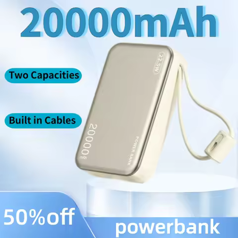 CCC 20000mAh Power Bank Built in cables Fast Charging External Battery Portable Power Bank for iPhon