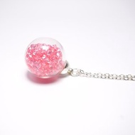 A Handmade 粉紅色水晶玻璃球頸鏈