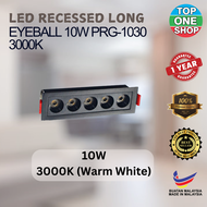 LED Recessed Grill Light Linear Long Eyeball Warmwhite 3000k Black 10W 20W 30W PRG-10 PRG-20 PRG-30