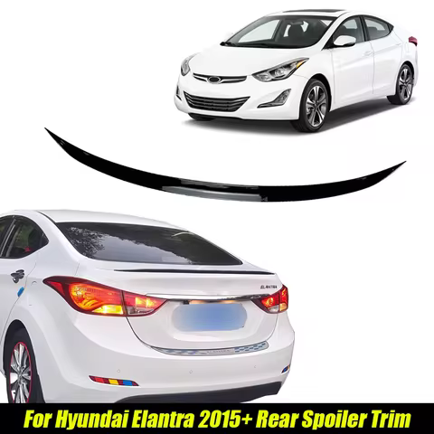 For Hyundai Accessories Elantra AD 2011+ Car Rear Roof Trunk Spoiler Wing Boot Lip Glossy Black Rubb