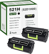 521H (52D1H00) High Yield Black Toner Cartridge 2-Pack Replacement for Lexmark MS710n MS710dn MS711d