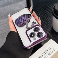 Vỏ cho Realme C61 C63 Bìa Mạ sang trọng bột kim cương sang trọng sequin Swan Ốp điện thoại cho realm