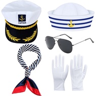 Yacht Captain Hat Set Sailor Ship Cap Scarf Sunglasses Sailor Hat Boat Costume
