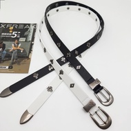 Western Poker Belt Pin Buckle Belt Men Women 2025 Metal Silver Buckle Rivet Belt Perforation-Free bg