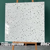 SHANNAIER | Scandinavian White Glossy Terrazzo Tiles 800x800mm