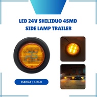 1PC x LED 24V Shiliduo Marker Lights7cm 4smd Yellow Round Trailer Lori 2 Bateri Lampu Sisi Jenis Lep