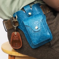 手工真皮男士腰包 機車風腰包穿皮帶6.7吋手機包 牛皮收納小包