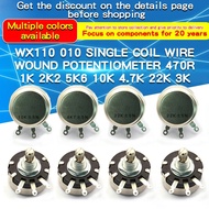 1Pcs WX110 010 6mm Round Metal Shaft Single Turn Wirewound Potentiometer 470R 100R 220R 1K 2.2K 3.3K