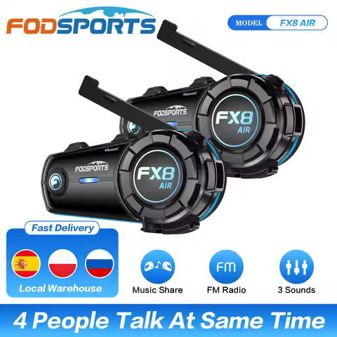 2pcs Fodsports FX8 AIR Motorcycle Helmet Intercom Bluetooth Helmet Headset 4 Rider BT Interphone,FM 