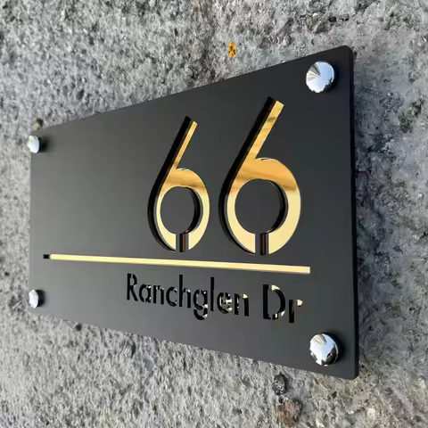 Large External House Numbers Sign Personalized Modern Residential Number House Plate 3D Laser Cuttin