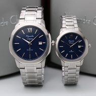 Alghani Watch Jam Tangan Couple Alexandre Christie AC 8619 Dial Stainless Steel Strap - Silver Blue