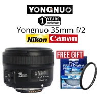 YONGNUO 35MM F/2 LENS FOR CANON MOUNT NIKON MOUNT ORIGINAL (1 YEARS WARRANTY) FULL FRAME FORMAT LENS