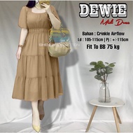Dress Daster Smok Kerut Dada Crinkle Airflow Jumbo Top Terbaru