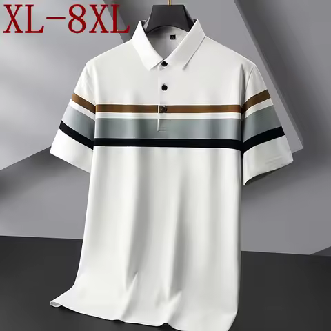 8XL 7XL 6XL 2025 New Summer High End Luxury Mens Polo Shirt Cotton Breathable Polos Homme Casual Loo