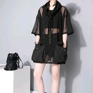 Korean Style Mesh Shirt Harajuku High Neck Mesh Blouse Gamblok Top for Women Trendy Mesh Top