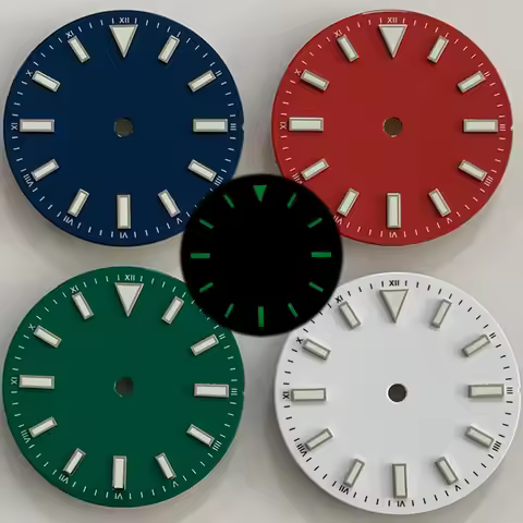 28.5MM Enamel Watch Dial Green Luminous for NH35 ETA 2836 8215 Mingzhu 2813 Movement Date at 3 O'clo
