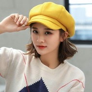 [Cutewomen2020] Women Solid Color Octagonal Cap Parent Day Gift Casual Inexpensive Wool Hat Winter B