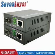 1 Pair Fiber Optical Media Converter 1 Port SFP to 1 RJ45 with 1 Pair LC/SC SFP Module 3/5/20 KM Gig