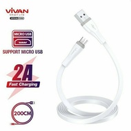 SM200S -KABEL DATA VIVAN MICRO USB ORIGINAL 200CM 2 M FAST CHARCING 2A