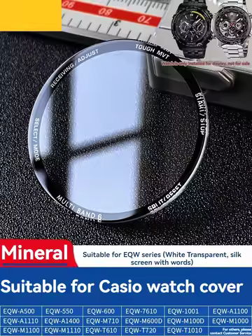 Mineral Glass Suitable For Casio EQW-M710/A1110/EQB EQS-500 Black edged white characters Flat Watch 