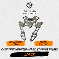 Xmax Windshield Garnish and Xmax CNC Aluminum Billet Phone Holder Bracket | Xmax CNC Aluminum Billet