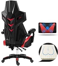 Swivel chair Video Game Chair, Elevating Rotary Reclining Office Chair Built-in Latex Cushion with Footrest Ergonomics Computer Chair Massage Pillow (Color : Black gold) Anniversary