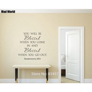 You Will Be Blessed Bible Verse Quote Scripture Wall Art Stickers Wall Decals Home DIY Decoration Removable Decor Wall Stickers