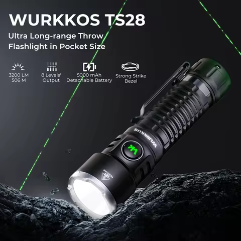 Wurkkos TS28 SFT70.2 High-Performance EDC Flashlight 3200 Lumens 21700 Battery USB-C Charging Magnet