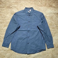 kemeja panjang pria SPAO dark blue kemeja formal kemeja polos murah bagus size L