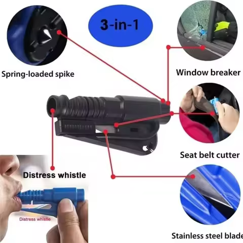 3 in 1 Safety Hammer Car Emergency Rescue Car Escape Tool Window Breaker Seat belt Cutter Compact Em
