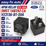 4PIN 12V 40A  MAZDA FORD FoMoCo 5M5T 14B192 CA V23136-B1-X66 relay fuelpump/aircond/lamp/horn/switch