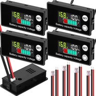 Kingdder 4 Pack Digital Battery Monitor for Golf Cart 8-100v, 12v 24v 36v 48v 60v 72v, LCD Display w