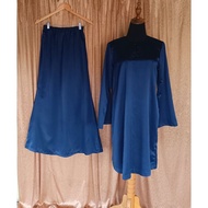 Baju Kurung Moden Kain A Blue Satin PRELOVED