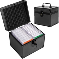 Double Slot Black Aluminum Alloy Waterproof Carrying Card Slab Case / Portable Top Loaders Case