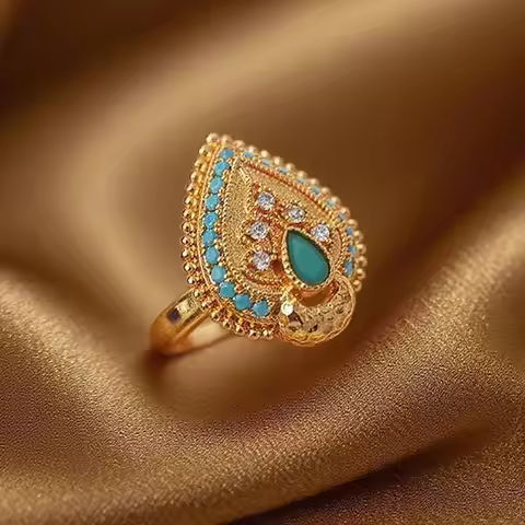 Copper gold plated rings for women moon shape jewelry ring adjutable size arab middle east wedding f
