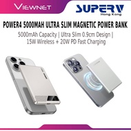 SUPERV POWER4 5000mAh Ultra Slim Magnetic Power Bank 15W Wireless 20W PD Type-C Fast Charge 120g
