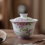 Hydrangea Gaiwan Ceramic Tea Bowl Toast Tea Bowl Tea Ceramic Ercai Gaiwan Tea Cup Household Tea Make