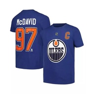 Outerstuff | Big Boys Connor Mcdavid Blue Edmonton Oilers Captain Player Name And Number T-shirt